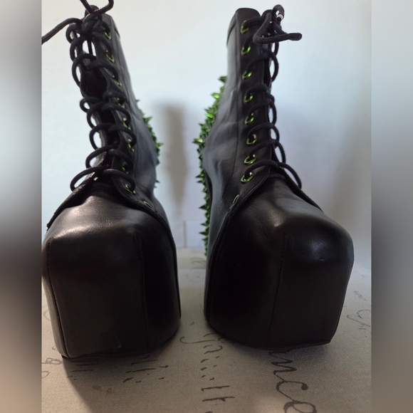 Jeffrey Campbell Womens Green Spike Platform Ankle Boots Black Size 10 - Picture 7 of 14